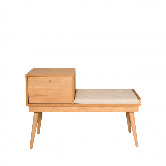Aro - Banc d'entrée avec rangement en tissu et bois L105cm