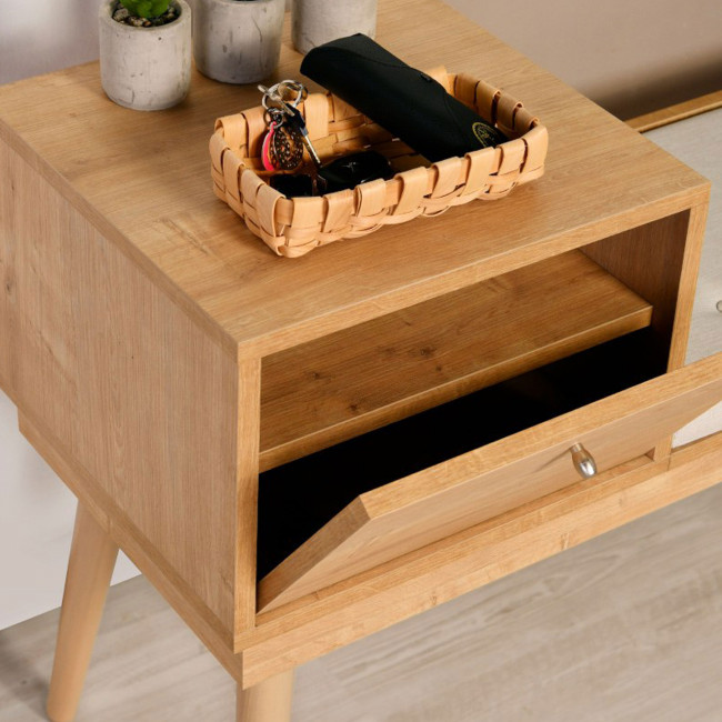Aro - Banc d'entrée avec rangement en tissu et bois L105cm