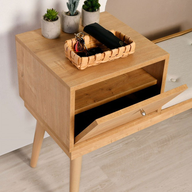 Aro - Banc d'entrée avec rangement en tissu et bois L105cm