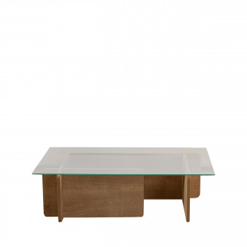 Cubix - Table basse en verre trempé et bois