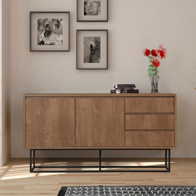 Roa - Buffet 2 portes en bois et métal L140cm