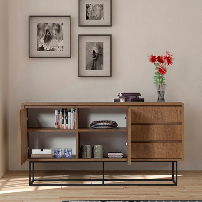 Roa - Buffet 2 portes en bois et métal L140cm