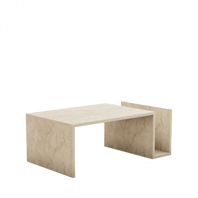 Max - Table basse avec porte magazines effet travertin