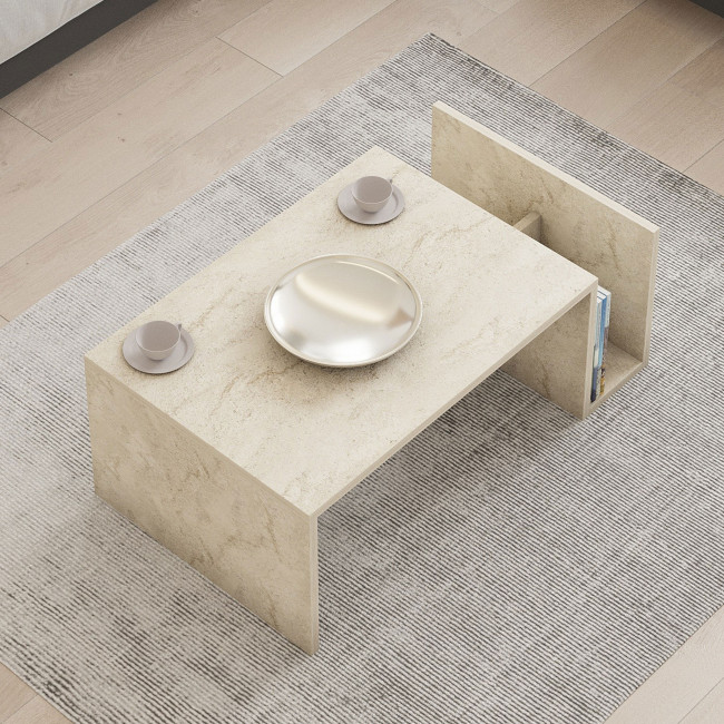 Max - Table basse avec porte magazines effet travertin