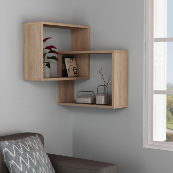 Mali - Étagère d'angle murale en bois L68cm