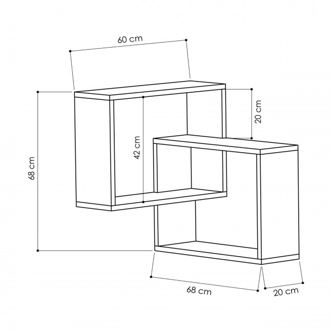 Mali - Étagère d'angle murale en bois L68cm