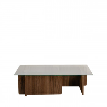 Cubix - Table basse en verre trempé et bois