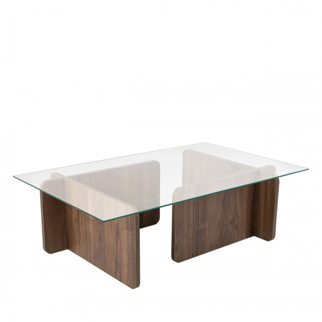 Cubix - Table basse en verre trempé et bois