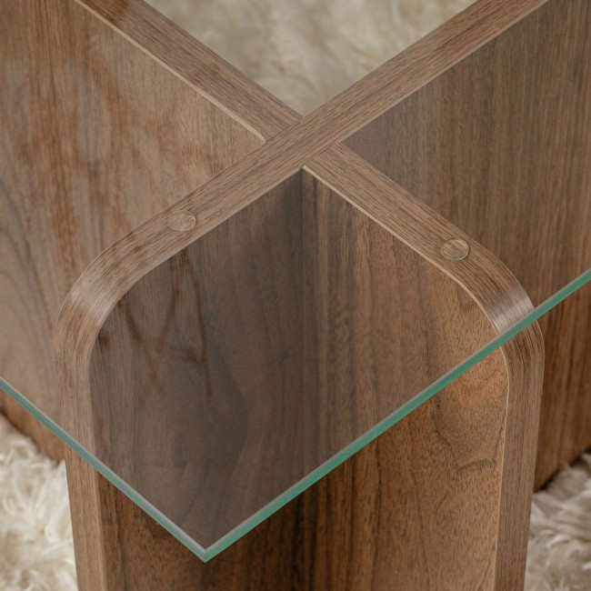 Cubix - Table basse en verre trempé et bois