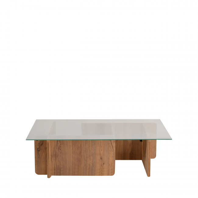 Cubix - Table basse en verre trempé et bois