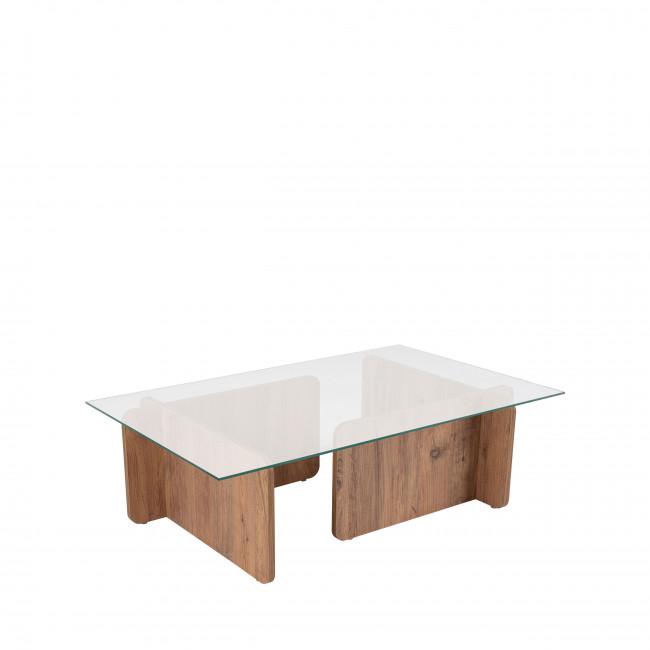 Cubix - Table basse en verre trempé et bois