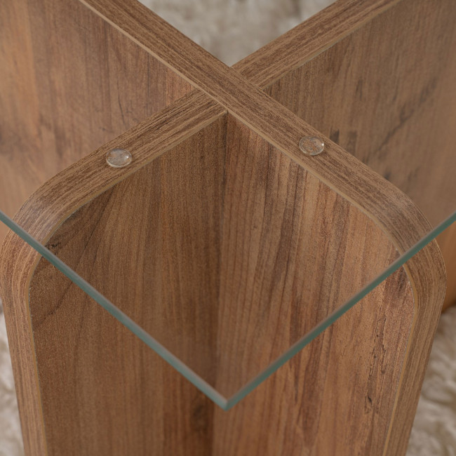 Cubix - Table basse en verre trempé et bois