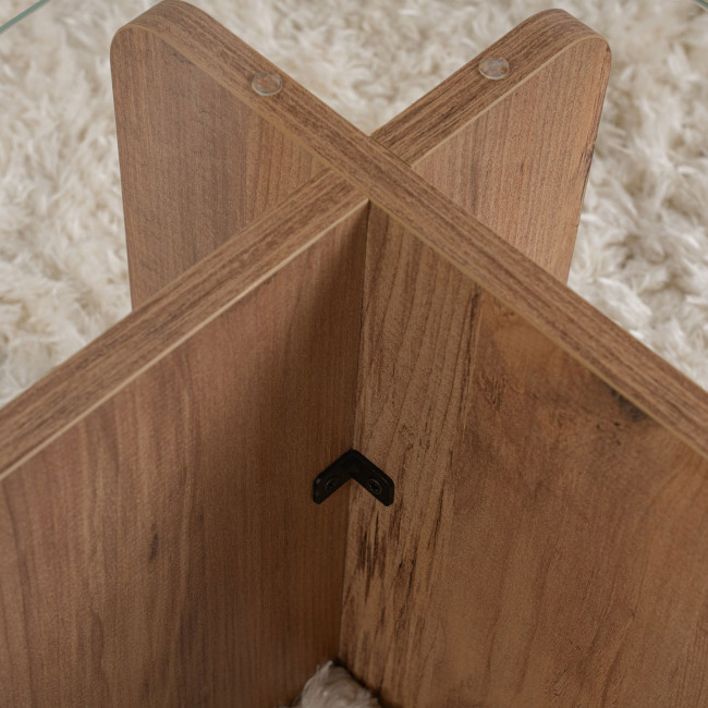 Cubix - Table basse en verre trempé et bois