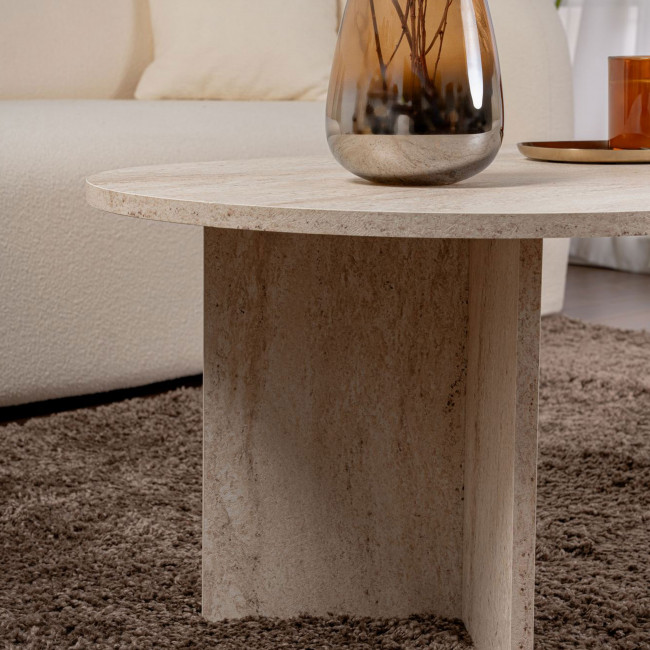 Sam - Table basse ovale effet travertin 119x60cm