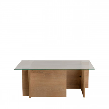 Cubix II - Table basse en verre trempé et bois