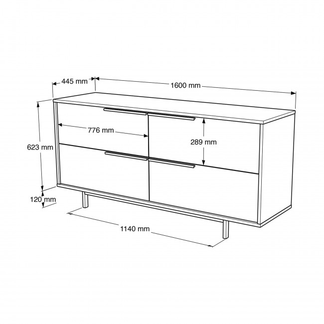 Kai - Buffet 4 portes en bois et métal L160cm
