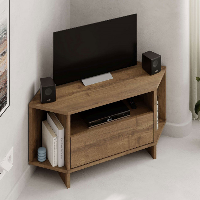 Cano - Meuble TV d'angle 1 porte en bois L95,7cm