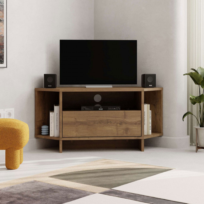 Cano - Meuble TV d'angle 1 porte en bois L95,7cm