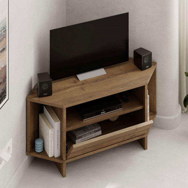Cano - Meuble TV d'angle 1 porte en bois L95,7cm