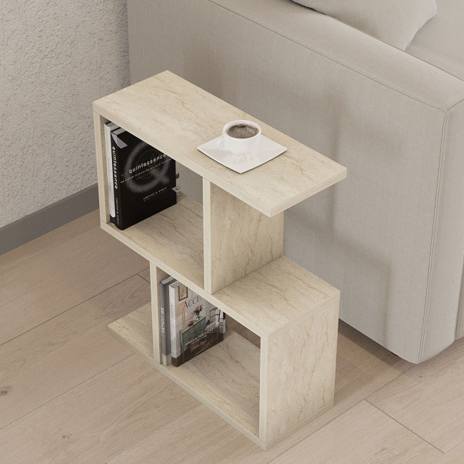 Zed - Table d'appoint effet travertin
