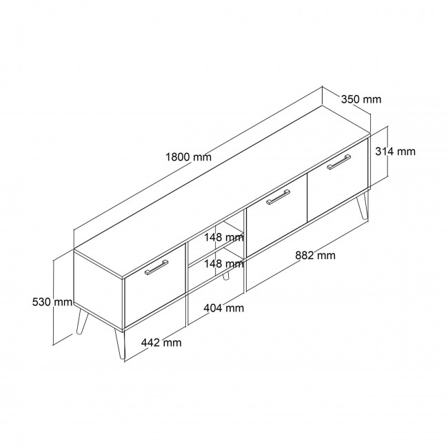 Walt - Meuble TV 3 portes en bois L180cm