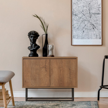 Roa - Buffet 2 portes en bois et métal L90cm
