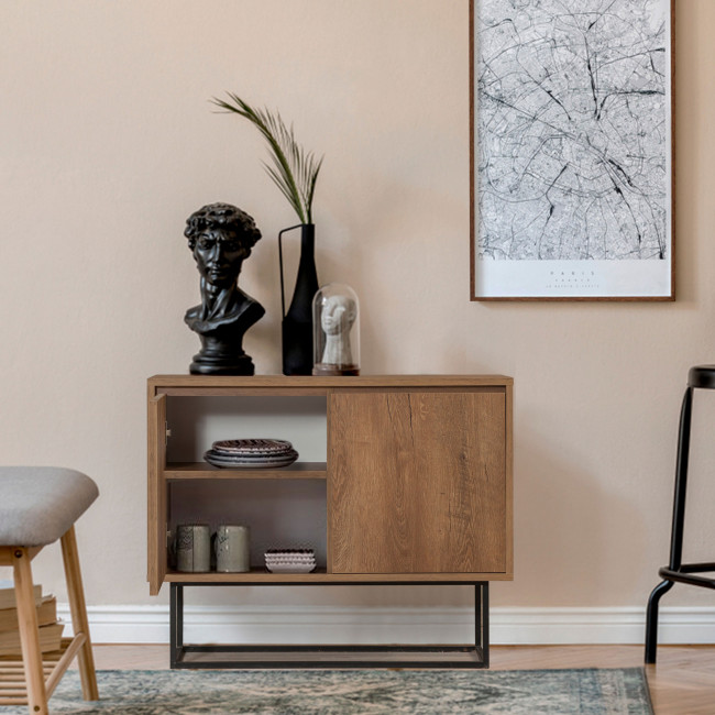 Roa - Buffet 2 portes en bois et métal L90cm