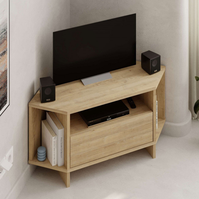 Cano - Meuble TV d'angle 1 porte en bois L95,7cm