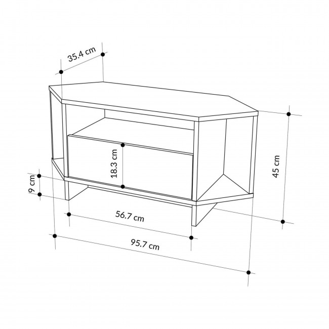 Cano - Meuble TV d'angle 1 porte en bois L95,7cm