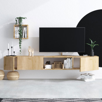Heavy - Meuble TV suspendu 3 portes en bois L180cm
