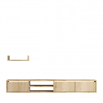 Airo - Meuble TV suspendu 3 portes en bois L180cm
