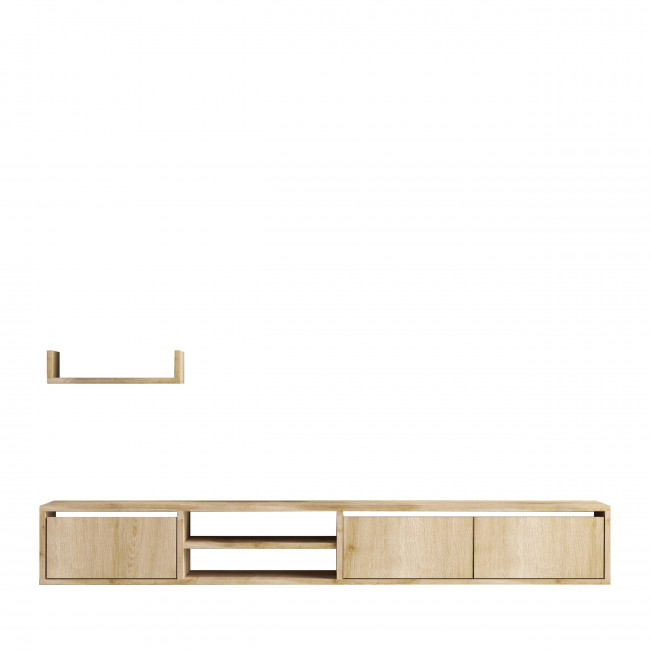 Airo - Meuble TV suspendu 3 portes en bois L180cm