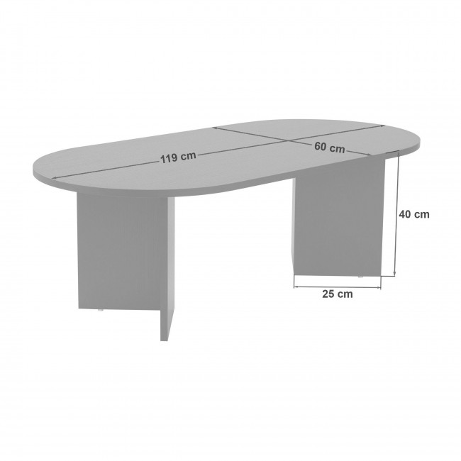 Sam - Table basse ovale en bois 119x60cm