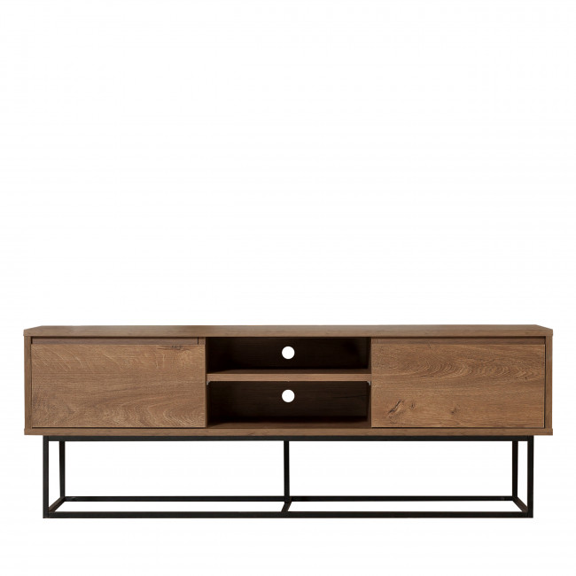 Roa - Meuble TV 2 tiroirs en bois et métal L140cm