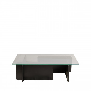 Cubix - Table basse en verre trempé et bois