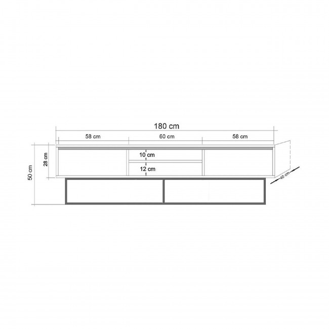 Roa - Meuble TV 2 tiroirs en bois L180cm