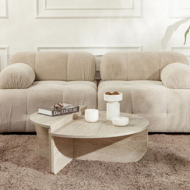 Asya - Lot de 2 tables basses effet travertin