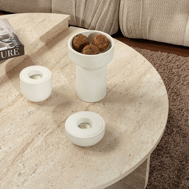 Asya - Lot de 2 tables basses effet travertin