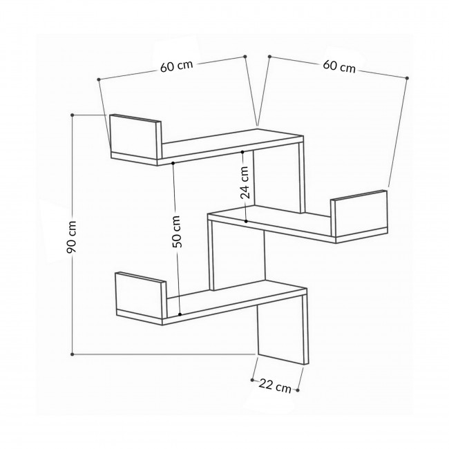 Lucia - Étagère d'angle murale en bois L60cm