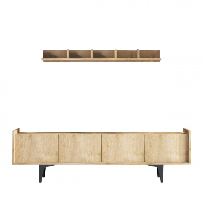 Cleo - Meuble TV 4 portes en bois et métal L150cm