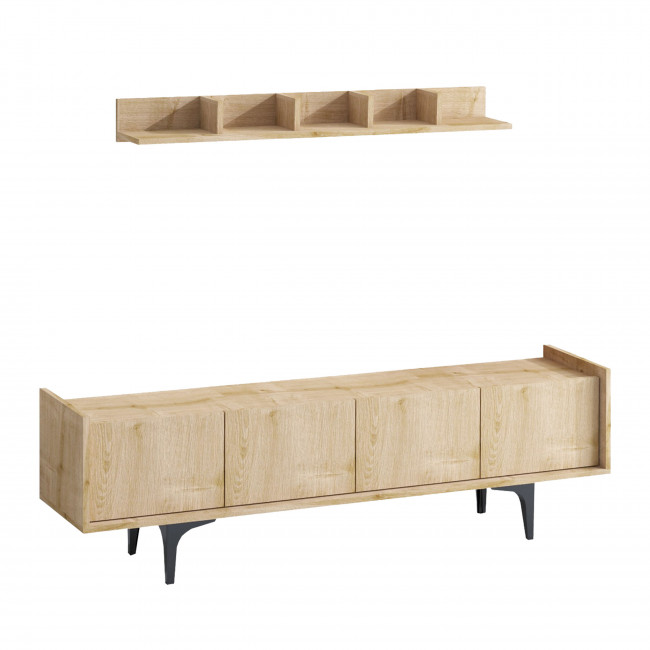 Cleo - Meuble TV 4 portes en bois et métal L150cm