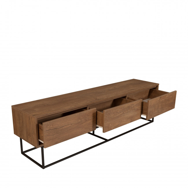 Roa - Meuble TV 3 tiroirs en bois et métal L180cm