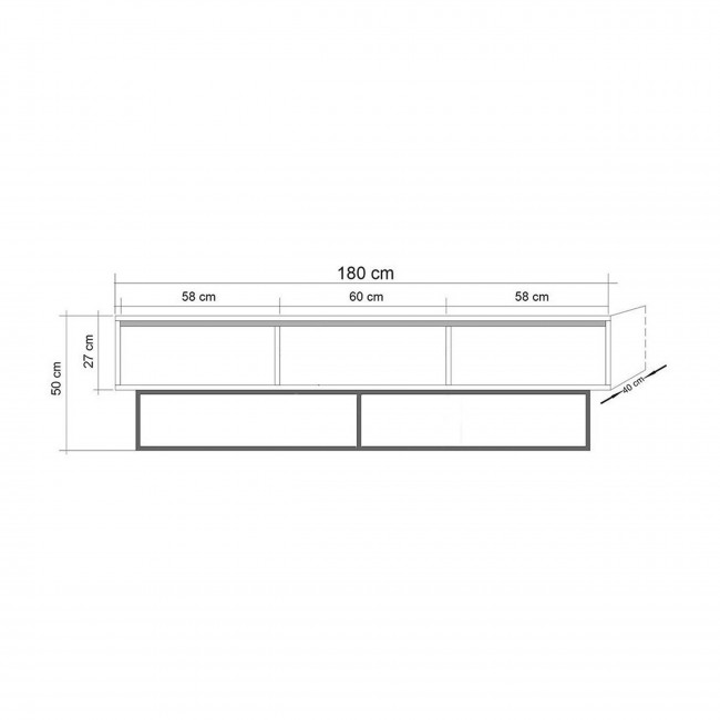Roa - Meuble TV 3 tiroirs en bois et métal L180cm