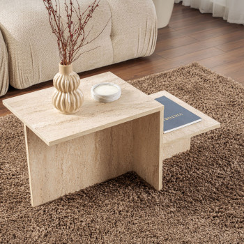Hemy - Table basse effet travertin
