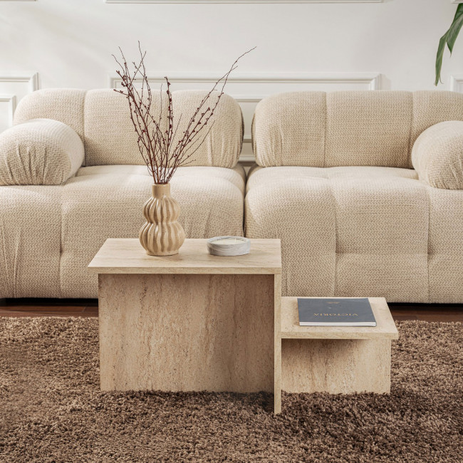 Hemy - Table basse effet travertin