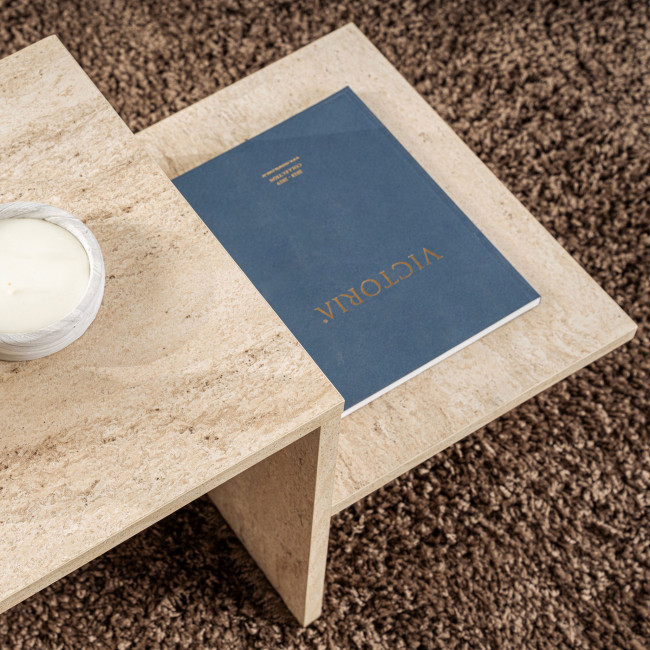 Hemy - Table basse effet travertin