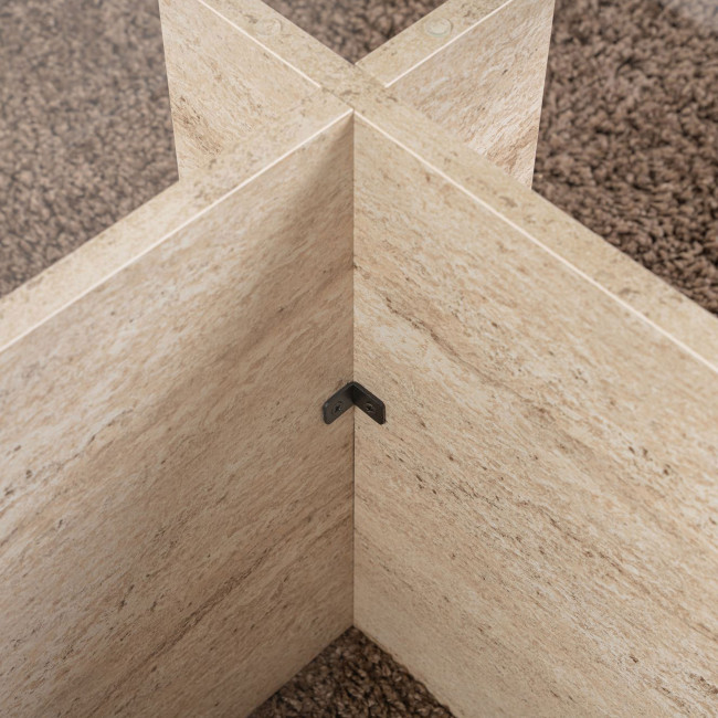 Cubix II - Table basse en verre et effet travertin