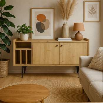 Voy - Buffet 2 portes en bois et métal L150cm