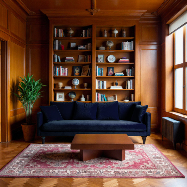 Villabon - Canapé 4 places en velours pieds tournés