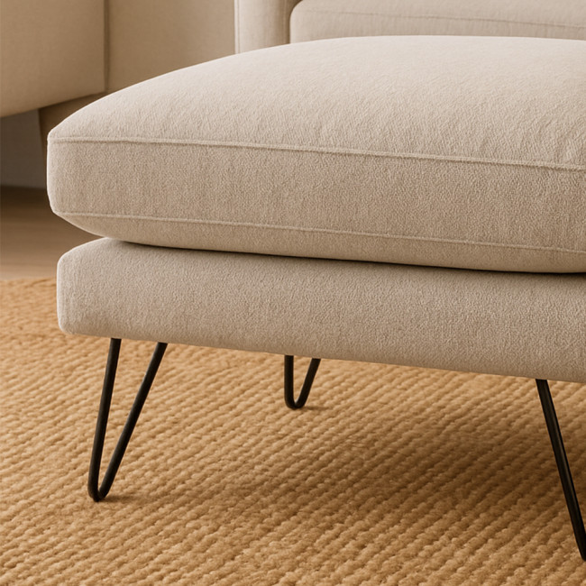 Villabon - Pouf en tissu pieds épingles noirs 